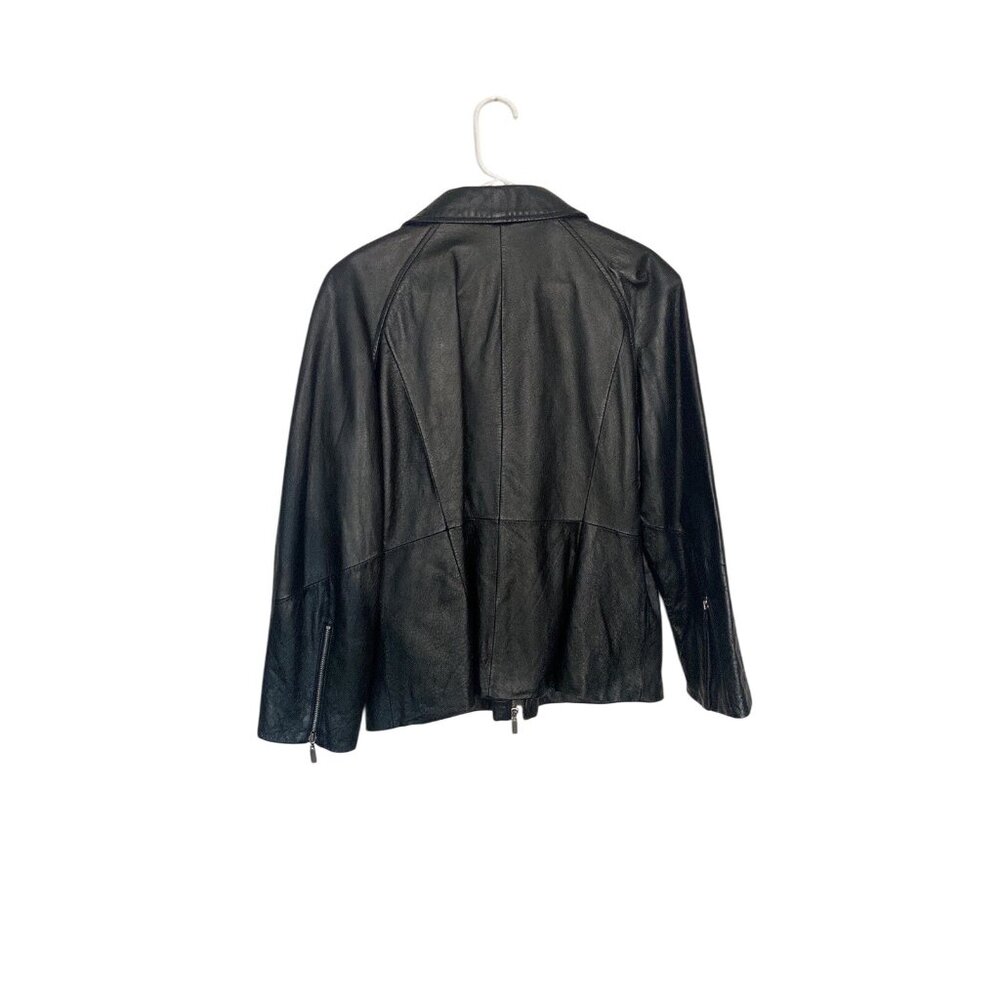 Pamela McCoy Women's Black Leather Jacket Size Large - Picture 2 of 10